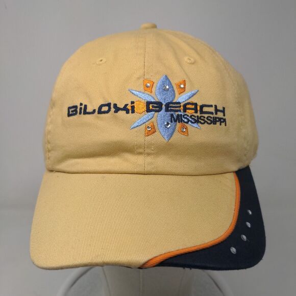 Biloxi Beach Mississippi Strapback Hat Tan OSFA Bio-Domes Headgear Embroidered - Picture 2 of 8